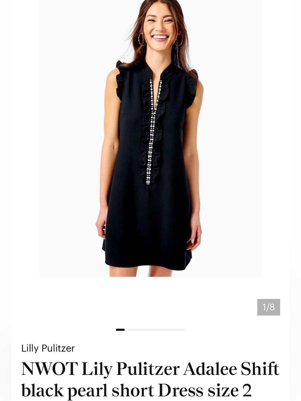 NWOT Lily Pulitzer Adalee Shift black pearl short Dress size 2